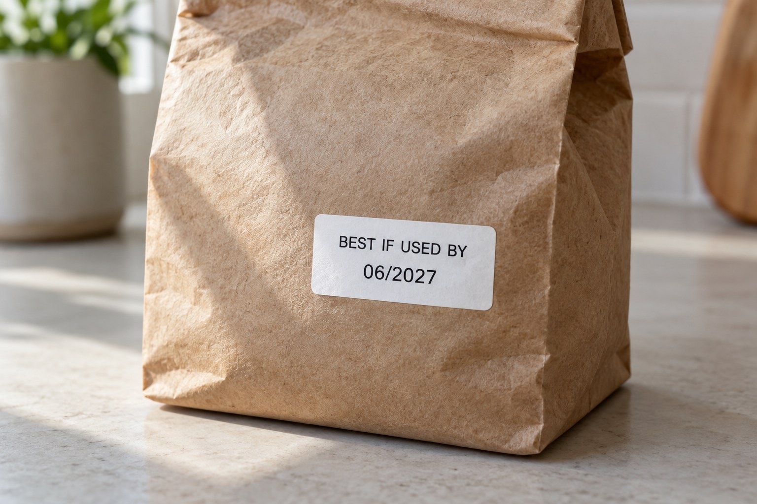 Illustrative food package label reading Best if used by 06/2027