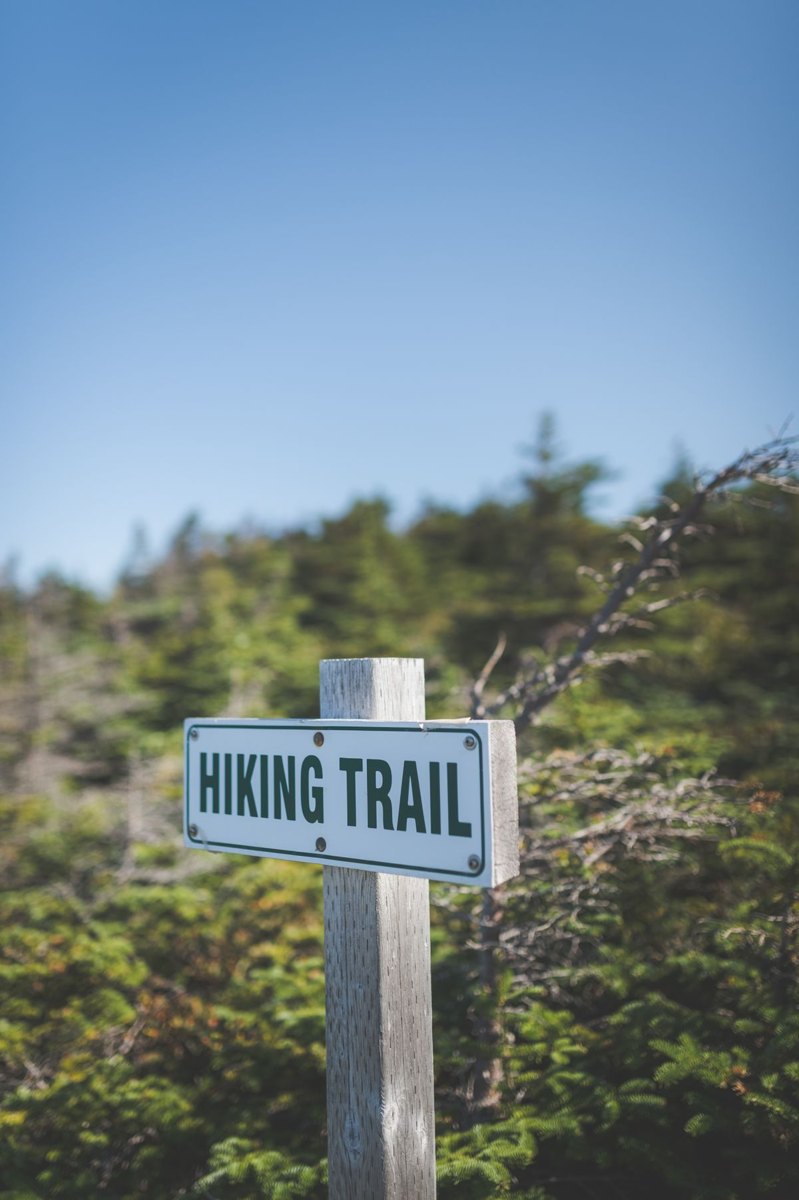 Trail sign at a wooded walking route
